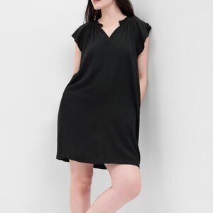 GAP FACTORY WOMEN Flutter Sleeve Splitneck Mini Dress Black
